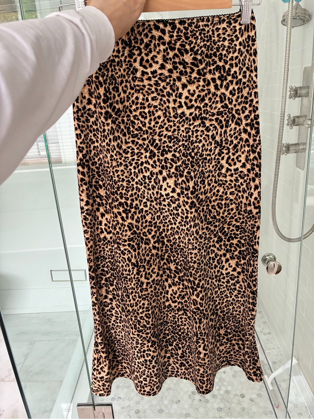 Audrey 3+1 Leopard Print Maxi Slip Skirt - Black & Tan
